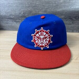 Obey Hat Cap Strap Back Blue Red Wool Blend Deck Captain NWT
